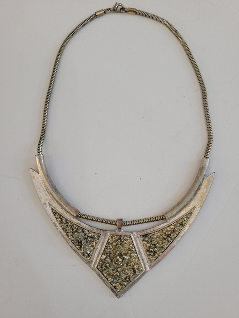 Vintage Silver & Gold Statement Collar Necklace | Sculptural | Bold Chic